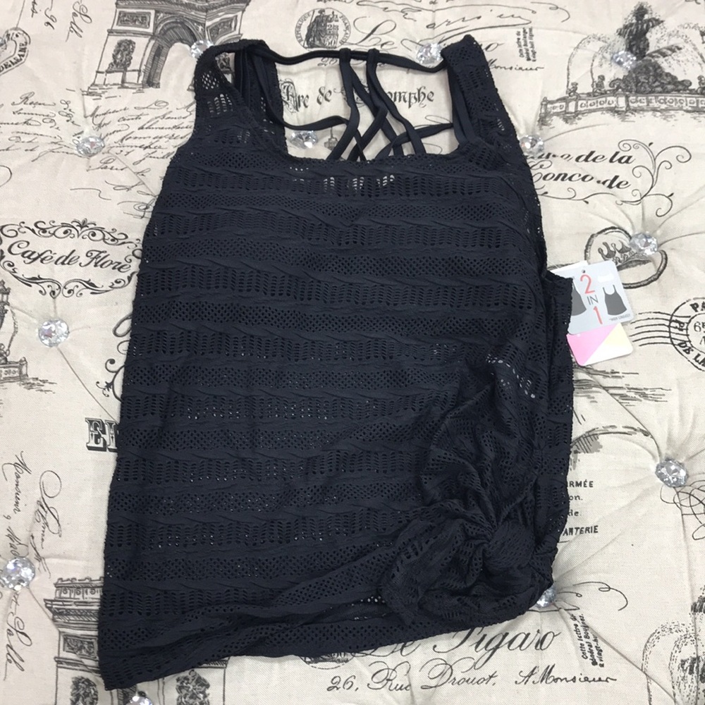 Go by Gossip Mix & Mesh Crochet Tankini Top - Picture 3 of 11